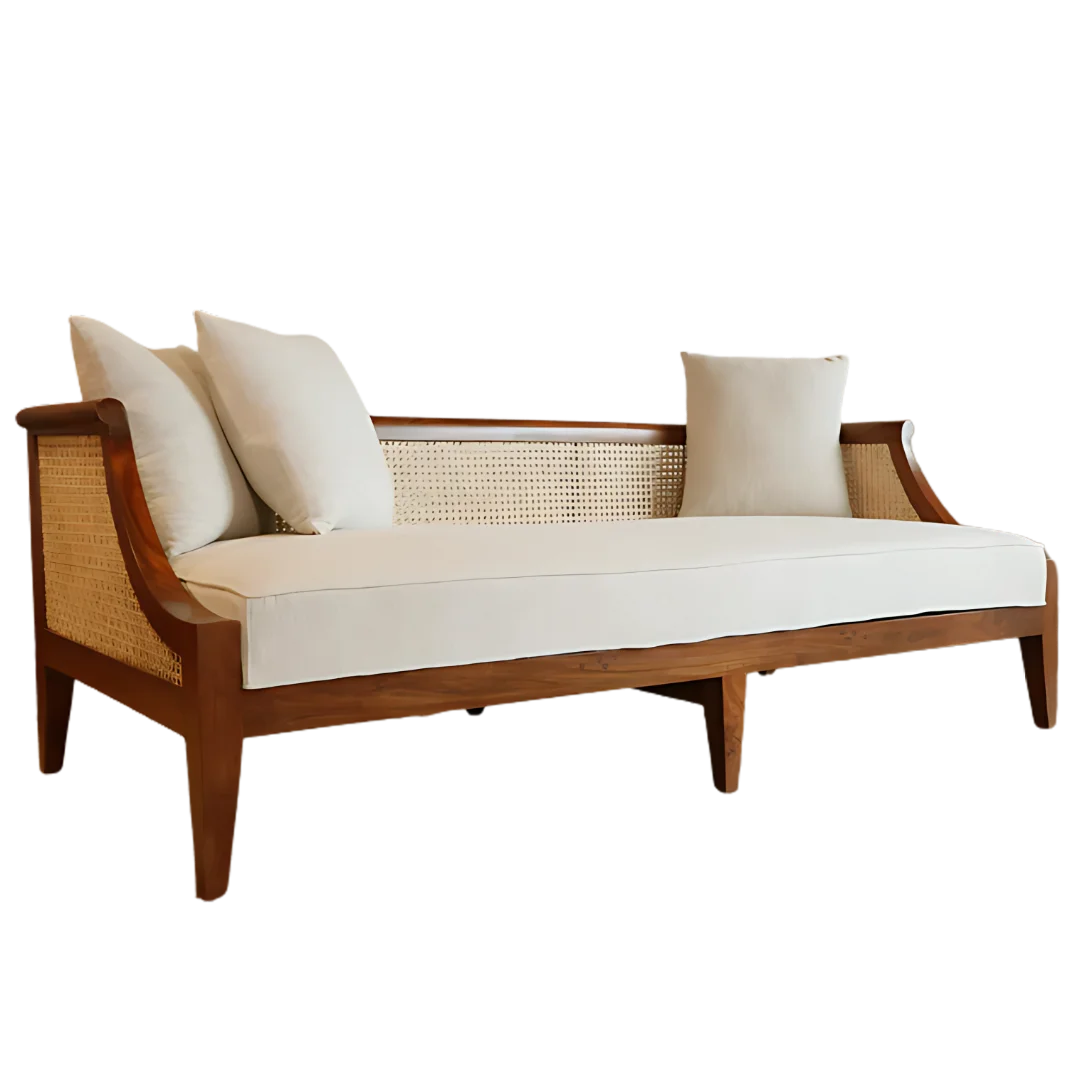Noorvan Solid Wood Love Sofa - Teak
